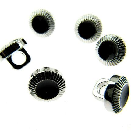 10mm PLASTIC DRESS SHIRT BUTTONS GOLD/WHITE & SILVER/BLACK P131 - ThreadandTrimmings