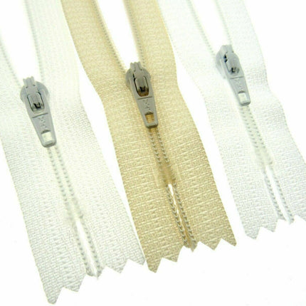 YKK Nylon Closed End Autolock Skirt Zips- 5 x Zips Per Pack - Size 8", 9" or 10" - ThreadandTrimmings