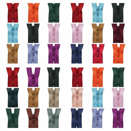 YKK Nylon Zips Closed End Skirt Zips 8" 9" 10" Choose From 32 Colours - Autolock - ThreadandTrimmings