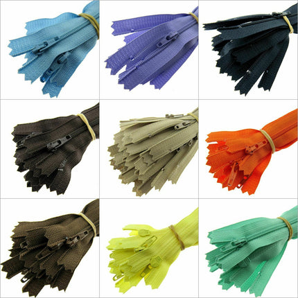 YKK Nylon Zips Closed End Skirt Zips 8" 9" 10" Choose From 32 Colours - Autolock - ThreadandTrimmings