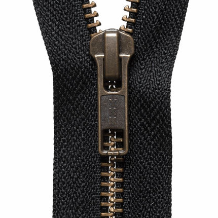 STRONG YKK ANTIQUE BRASS COLOUR METAL OPEN END ZIP - ThreadandTrimmings