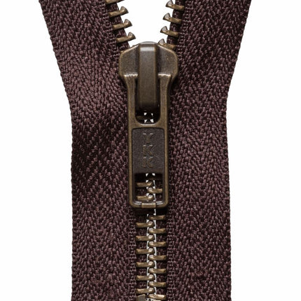STRONG YKK ANTIQUE BRASS COLOUR METAL OPEN END ZIP - ThreadandTrimmings