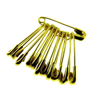 Safety Pins 19mm Yellow Coloured in Bunches of 12 - Ideal Cloakroom Tickets DSPB - ThreadandTrimmings