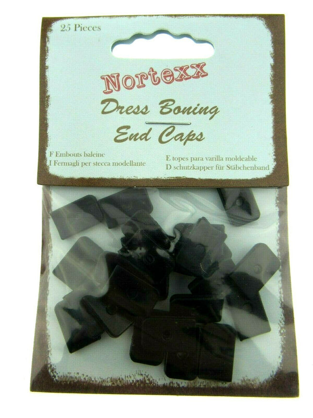 NYLON BONING END CAPS - 8mm or 12mm - In BLACK or WHITE - ThreadandTrimmings