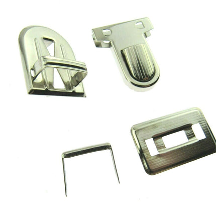Chrome Tuck Locks & Clasps for Handbag, Purse or Briefcase Making - Size 26mm - ThreadandTrimmings