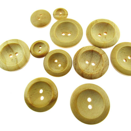 TWO HOLE WEDGED RIM WOODEN BUTTONS - CW3 - ThreadandTrimmings