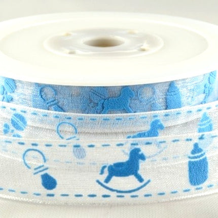 ** 15mm ORGANZA BABY RIBBON - PINK or BLUE - ThreadandTrimmings