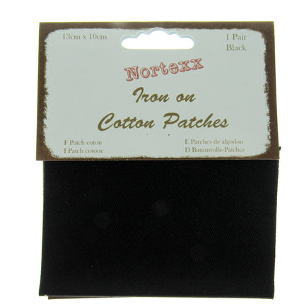 Iron On Cotton Patches x 2 - (1 Pair) - 13cm x 10cm - Black, Grey or Navy - ThreadandTrimmings