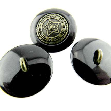 Round Black Pentagon Star Buttons For Leather Jackets Coats with Wire Shank CP69 - ThreadandTrimmings