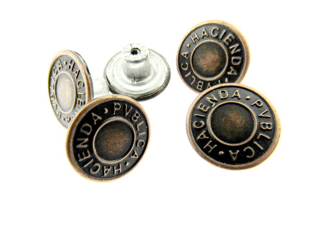 Round Hammer On Jean Buttons - 17mm Plastic Shank With Metal "Hacienda" Cap 3 - ThreadandTrimmings