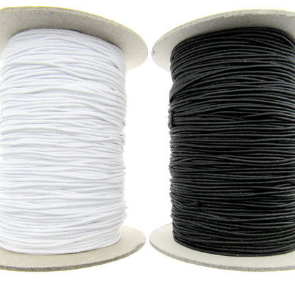 Thin Round Cord Elastic Full Roll (100 Meters) 1mm Black or White - ThreadandTrimmings