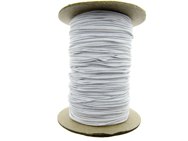 Thin Round Cord Elastic Full Roll (100 Meters) 1mm Black or White - ThreadandTrimmings