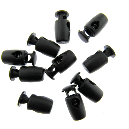 Mini Cord Lock Toggles Facemask Tension Adjusters 17mm x 8mm Black or White CE50 - ThreadandTrimmings