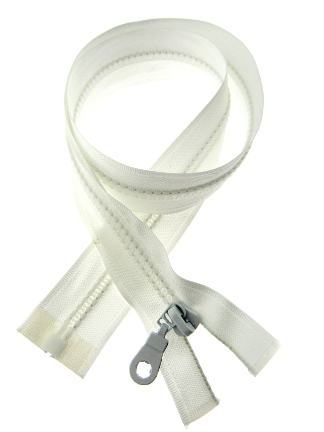 Plastic Open End Zip White Chunky - 26" - 65cm