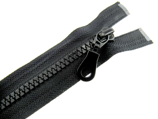 Plastic Vislon Open End Zip  - 24" Black With Round Ring Puller - 5mm Wide Teeth