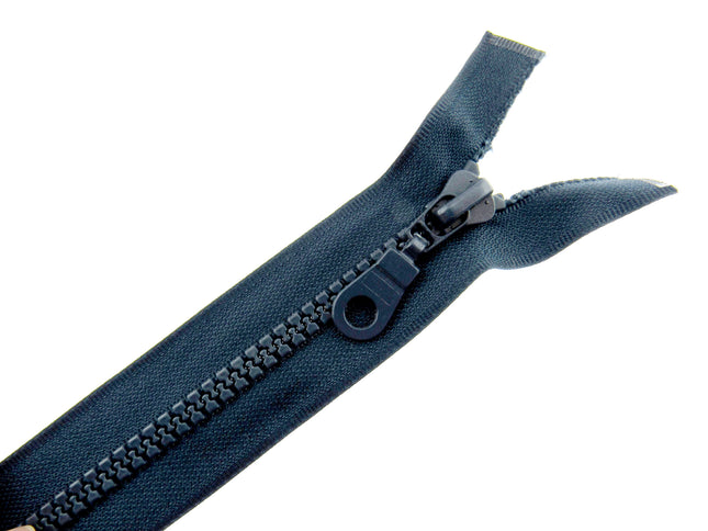 Plastic Vislon Open End Zip  - 26" Navy With Round Ring Puller - 5mm Wide Teeth - ThreadandTrimmings