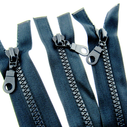 Plastic Vislon Open End Zip - 22" Navy  With Round Ring Puller - 5mm Wide Teeth