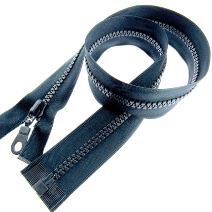 Plastic Vislon Open End Zip - 22" Navy  With Round Ring Puller - 5mm Wide Teeth