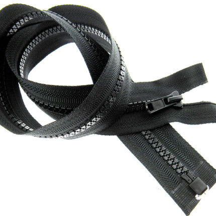 Plastic Vislon Open End Zip - 24" Black  - 5mm Wide Teeth - With Straight Puller