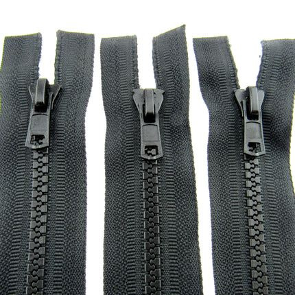 Plastic Vislon Open End Zip - 24" Black  - 5mm Wide Teeth - With Straight Puller