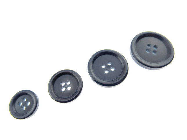 4-HOLE COAT BUTTONS - BLACK , BROWN, NAVY & GREY, 15mm / 19mm / 23mm / 25mm CM75 - ThreadandTrimmings