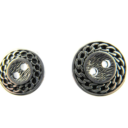 Flat Round Silver Blazer Button Ladies Designer Button With Chain Link/Rope Edge