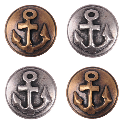 Round Metal Anchor Buttons 6pcs Modern Twist Anchor Shank Button 15mm 19mm 23mm - ThreadandTrimmings