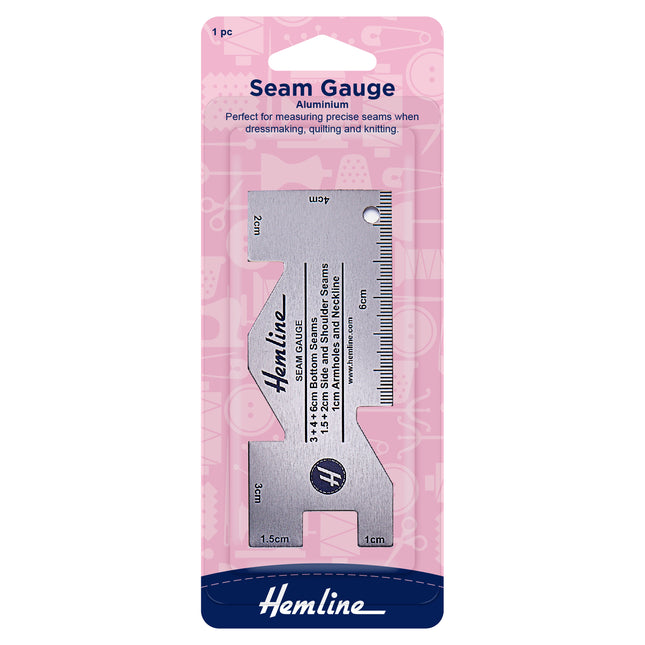 Aluminium Seam Gauge by Hemline - Will Not Bend or Chip - Measure Pleats & Tucks - ThreadandTrimmings