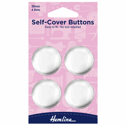 Self Cover Buttons by Hemline Brass Metal - Easy to Fit - 6 Sizes 11mm - 38mm - ThreadandTrimmings