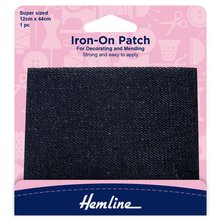 Large Iron On Poly Cotton Patch Super Sized 12cm x 44cm (1pc) - ThreadandTrimmings