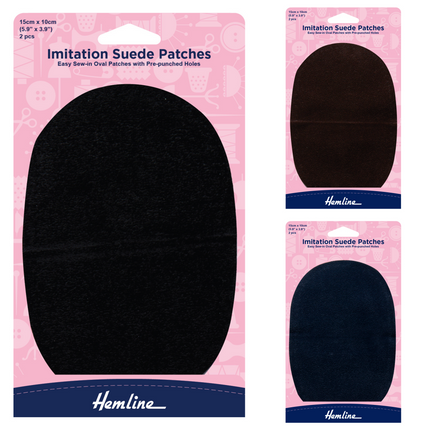 Sew On Imitation Suede Patches - 2 Pcs - Pre-punched Sewing Holes - 15cm x 10cm - ThreadandTrimmings