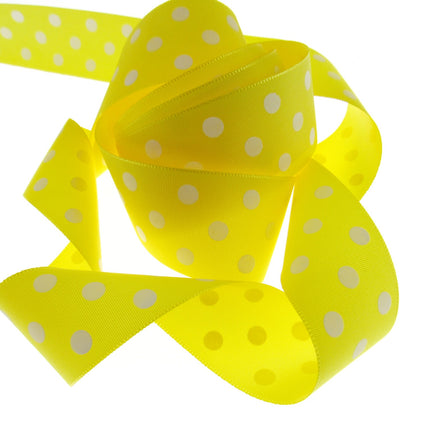 Polka Dot Spotty Ribbon 38mm Wide with 3 Rows of White Dots in 7 Great Colours - ThreadandTrimmings