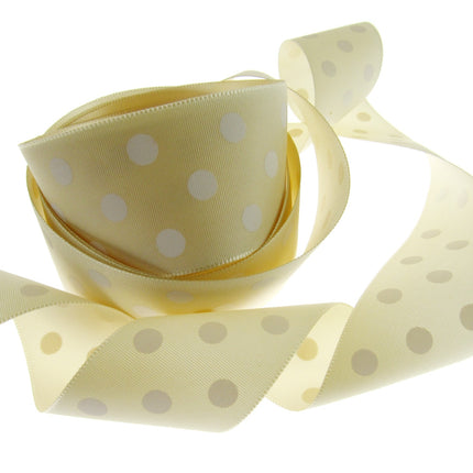 Polka Dot Spotty Ribbon 38mm Wide with 3 Rows of White Dots in 7 Great Colours - ThreadandTrimmings