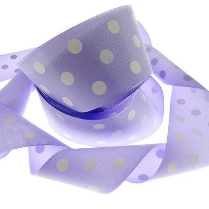 Polka Dot Spotty Ribbon 38mm Wide with 3 Rows of White Dots in 7 Great Colours - ThreadandTrimmings