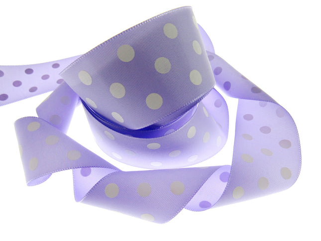Polka Dot Spotty Ribbon 38mm Wide with 3 Rows of White Dots in 7 Great Colours - ThreadandTrimmings