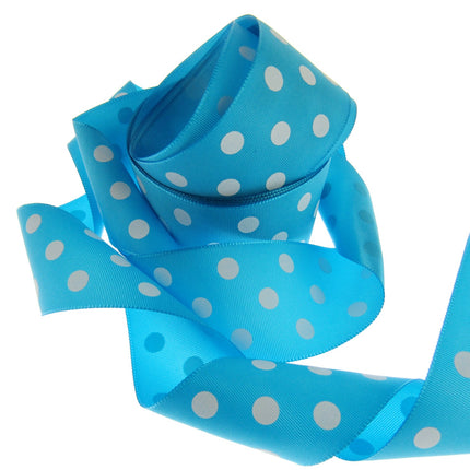 Polka Dot Spotty Ribbon 38mm Wide with 3 Rows of White Dots in 7 Great Colours - ThreadandTrimmings