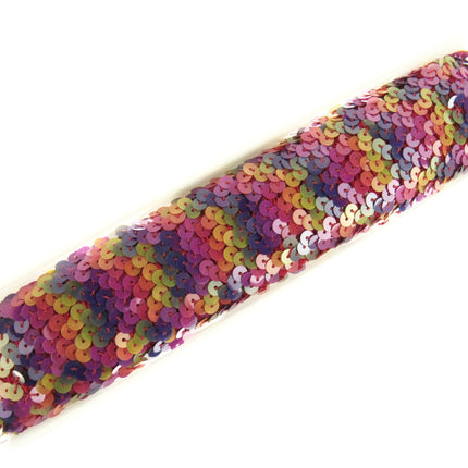 Stretch Sequin Rainbow Mermaid Trimming Braid - 44mm Wide - Elasticated - ThreadandTrimmings