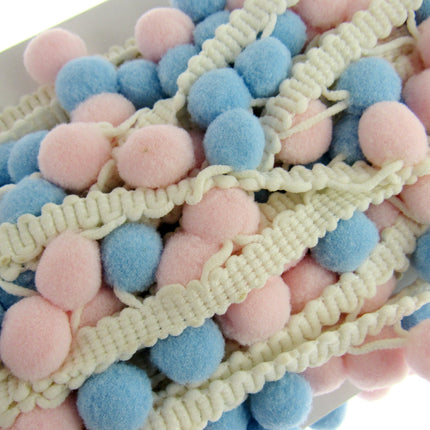Bright Colourful Pom Pom Trimming Braid - 10mm Balls - 25mm Drop