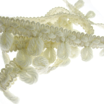 Woolen Braided Fringe Trimmings - Natural Colour Mix - 25mm - Trim By The Meter