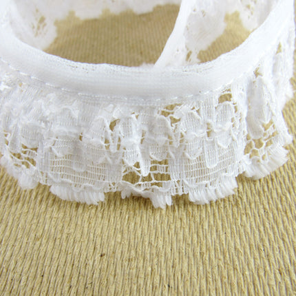 Gathered Frilled Lace with Daisy Chain - 32mm / 1.25" - Nottingham Lace - 426F