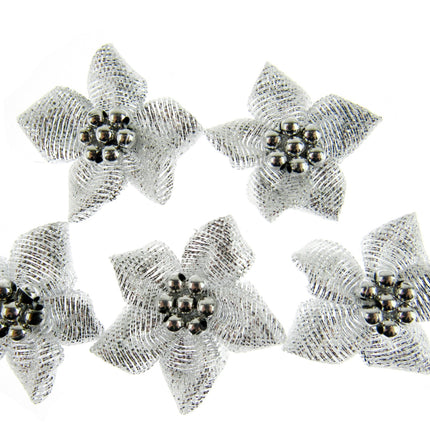 Poinsettia Bows with Metallic Gold Beads Christmas Bottle Green & Red Bows