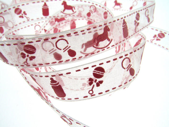 ** 15mm ORGANZA BABY RIBBON - PINK or BLUE - ThreadandTrimmings