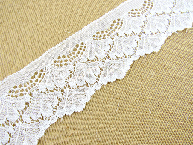 White Scalloped Flat Lace - 48mm Wide - Made in Nottingham UK - 3 Meters - 6394