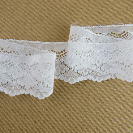 White Scalloped Flat Lace - 48mm Wide - Made in Nottingham UK - 3 Meters - 6394