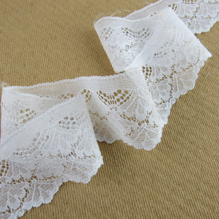 White Scalloped Flat Lace - 48mm Wide - Made in Nottingham UK - 3 Meters - 6394