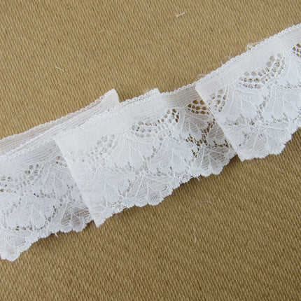 White Scalloped Flat Lace - 48mm Wide - Made in Nottingham UK - 3 Meters - 6394