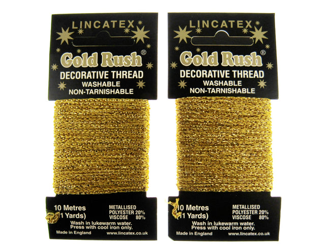 Decorative Metallic Glitter Embroidery Thread - 2 x 10m Packs (20m) - Lincatex