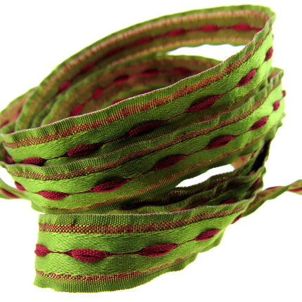 3m x 10mm Satin Ribbon With Inserted Trim - ThreadandTrimmings