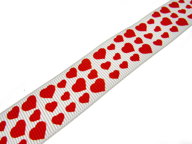 3m x 22mm Valentines Ribbon with Red Hearts