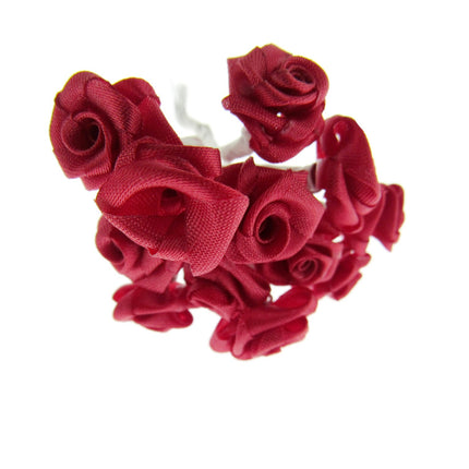 Red Ribbon Roses with Wire Stems - 144 Roses - 12 Bunches x 12 Roses 1.2cm Rose